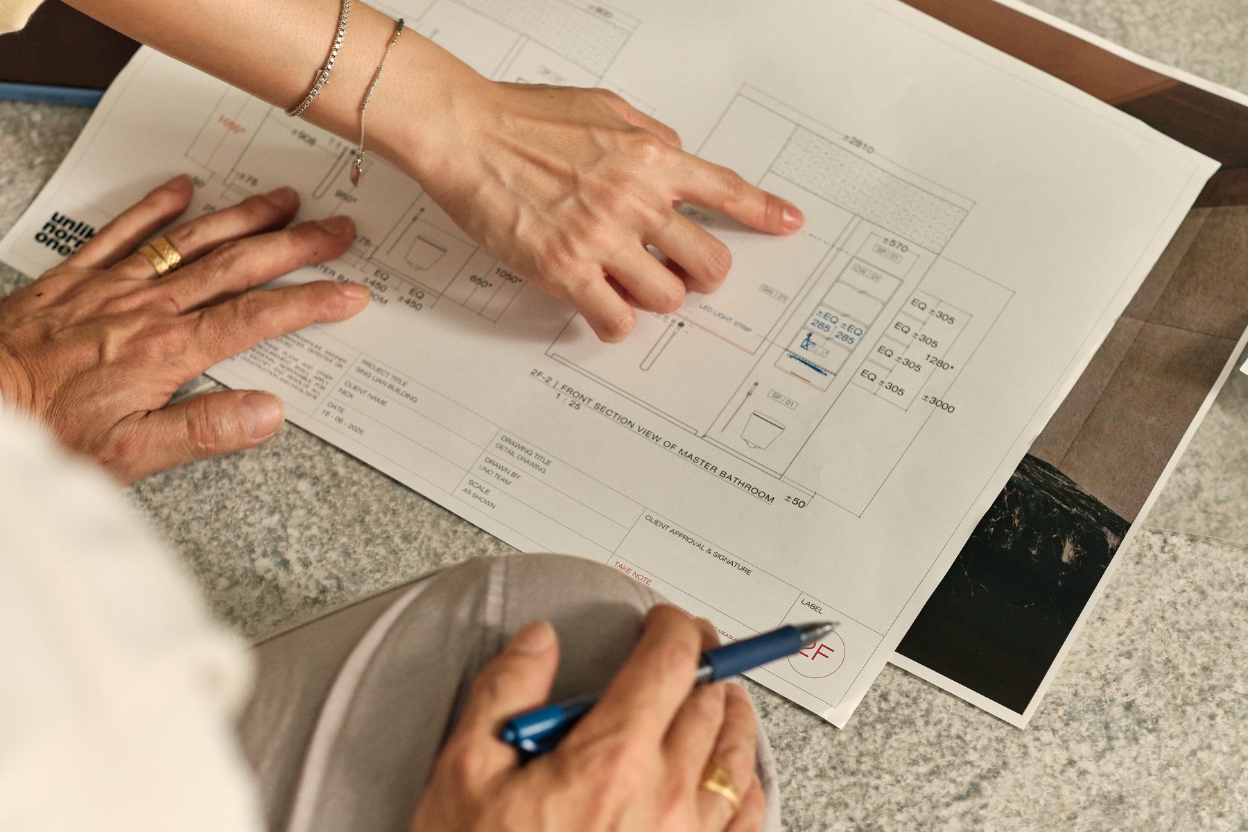 A detail drawing in mid-review